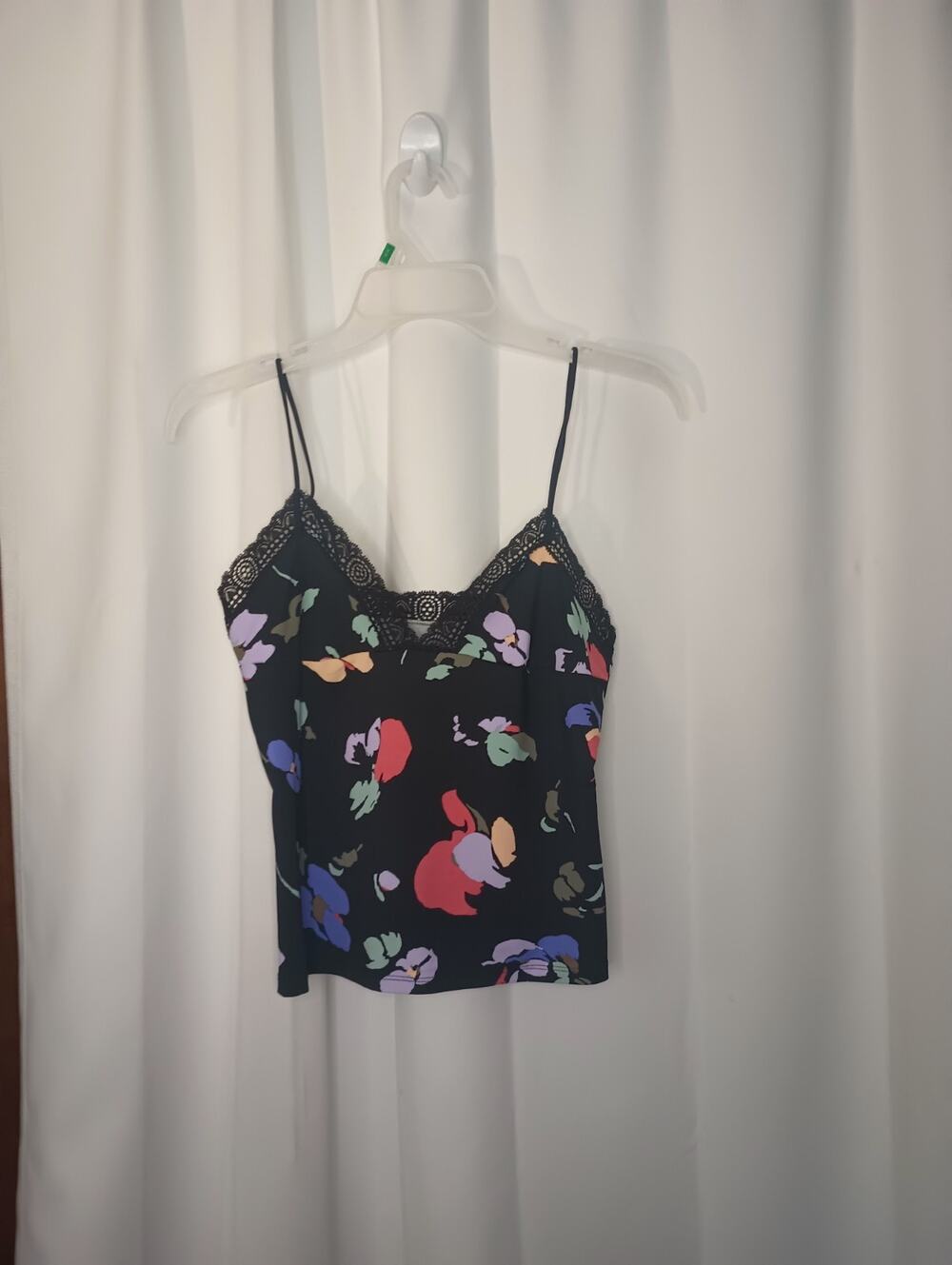 Calvin Klein Womens Dark Floral Babydoll Tank Top M Crop Y2K 90s Fairy Artsy